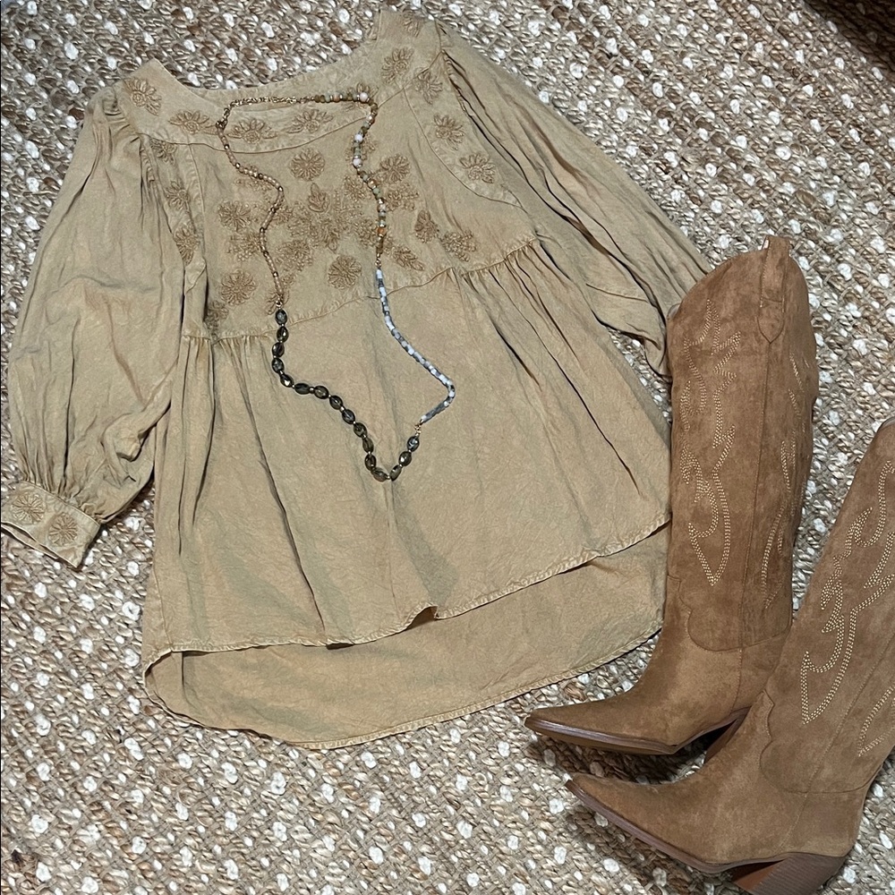 Solitaire Western Brown Embroidered Tunic